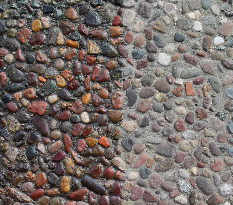 Exposed aggregate concrete before and after sealing