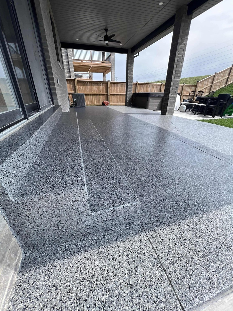Covered patio concrete coating